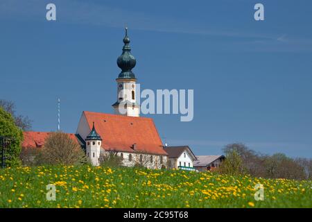 geography / travel, Germany, Bavaria, Hoeslwang, steeple, Chiemgau, Additional-Rights-Clearance-Info-Not-Available Stock Photo