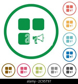 Component alarm flat color icons in round outlines on white background Stock Vector