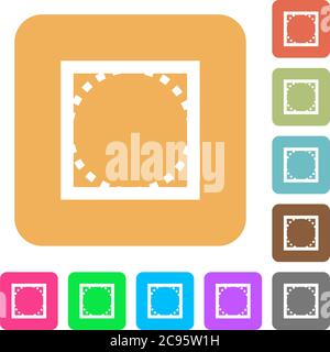 Rounded corner settings flat icons on rounded square vivid color backgrounds. Stock Vector