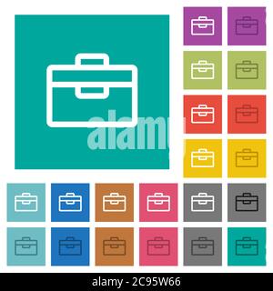 Toolbox multi colored flat icons on plain square backgrounds. Included white and darker icon variations for hover or active effects. Stock Vector