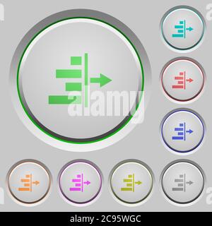 Decrease right indentation of content color icons on sunk push buttons Stock Vector