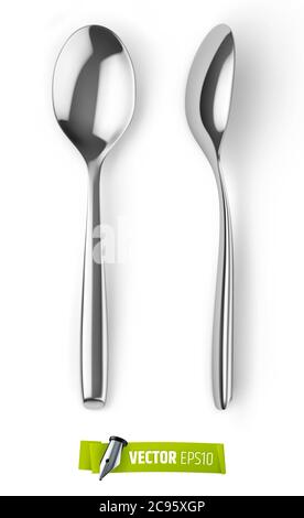 Realistic Metal Spoon 3d Silver Teaspoon Isolated On White