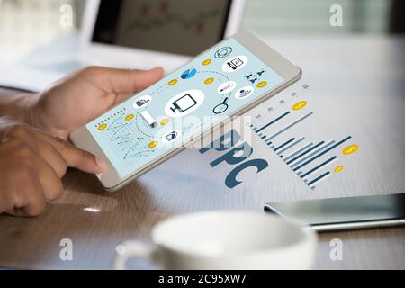 PPC - Pay Per Click concept Businessman working concept ppc Stock Photo