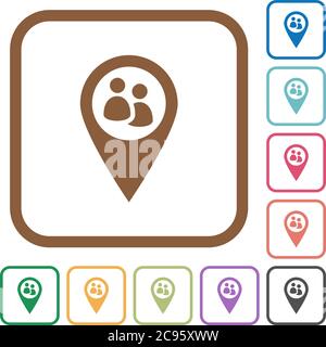 Fleet tracking simple icons in color rounded square frames on white background Stock Vector