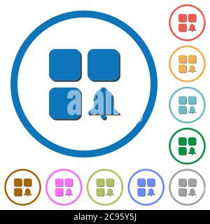 Component alert flat color vector icons with shadows in round outlines on white background Stock Vector