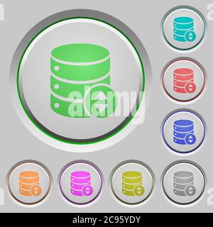 Adjust database value color icons on sunk push buttons Stock Vector