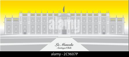 Vector graphic of the Chilean presidential palace La Moneda in Santiago, Chile Stock Vector