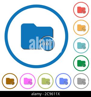 Directory processing flat color vector icons with shadows in round outlines on white background Stock Vector