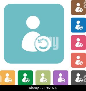 Undo user account changes white flat icons on color rounded square backgrounds Stock Vector