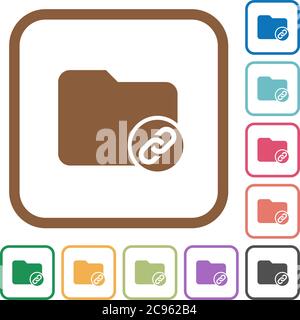 Directory attachment simple icons in color rounded square frames on white background Stock Vector