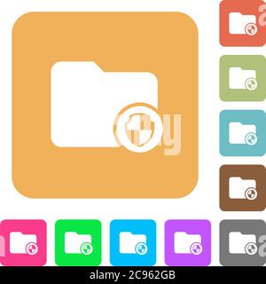 Directory protection flat icons on rounded square vivid color backgrounds. Stock Vector
