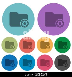 Directory settings darker flat icons on color round background Stock Vector