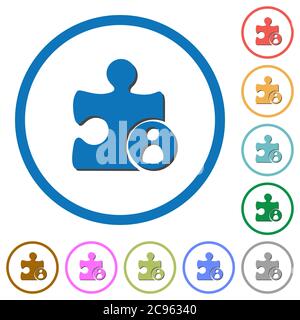 Plugin author flat color vector icons with shadows in round outlines on white background Stock Vector