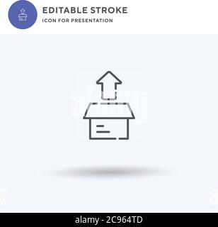 Unboxing icon vector, filled flat sign, solid pictogram isolated on white, logo illustration. Unboxing icon for presentation. Stock Vector