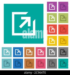 Export with inner arrow multi colored flat icons on plain square backgrounds. Included white and darker icon variations for hover or active effects. Stock Vector