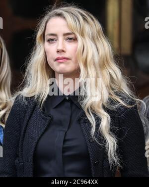 Amber Heard Giving A Statement, Final Day Of Johnny Depp's Libel Case, The Royal Courts Of Justice, London, UK, 28 July 2020, Photo by piQtured Stock Photo