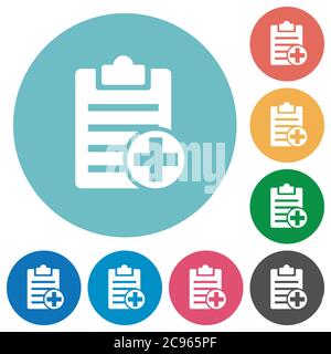 Add new note flat white icons on round color backgrounds Stock Vector