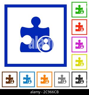 Plugin author flat color icons in square frames on white background Stock Vector