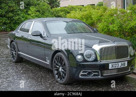 2019 Model Black Bentley Mulsanne Luxury Motor Car front offside drivers side view rhd right hand drive black british bentley mulsanne 4 four door sed Stock Photo