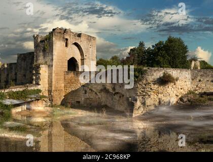 Brunet Gate medieval castle city gate in Saint Emilion France Stock Photo