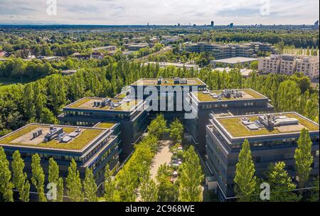 Aschheim, Germany - July 27, 2020: The modern steel-glass-building of the „Wirecard AG“ with logo. Stock Photo