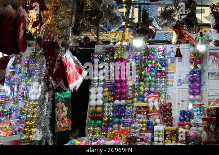 Beautiful Christmas Decorations On Shelf In Living Room Stock Photo Alamy