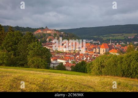 geography / travel, Germany, Bavaria, Kronach, old town from Kronach with fortress Rosenberg, Upper Fr, Additional-Rights-Clearance-Info-Not-Available Stock Photo