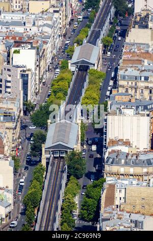 High-angle shot of Paris aerial Metro line 6 - Paris, France Stock Photo