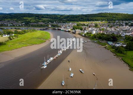 Aerial view of Kirkcudbright Harbour & Marina and town centre, Kirkcudbrightshire, Dumfries and Galloway, Scotland Stock Photo