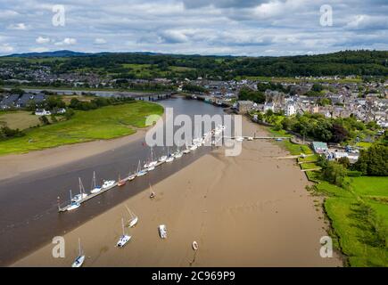 Aerial view of Kirkcudbright Harbour & Marina and town centre, Kirkcudbrightshire, Dumfries and Galloway, Scotland Stock Photo