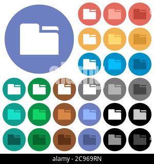 Tab folder multi colored flat icons on round backgrounds. Included white, light and dark icon variations for hover and active status effects, and bonu Stock Vector