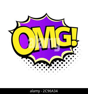 Comic lettering omg. Comic speech bubble with emotional text OMG. Vector bright dynamic cartoon illustration in retro pop art style isolated on white Stock Vector