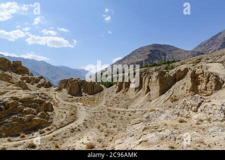 The road in the Wakhan Corridor, Tajikistan, Afghanistan on the right ...