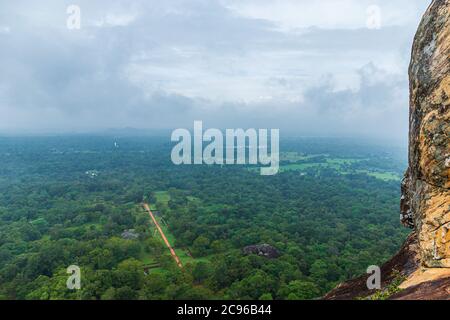 Garden under Sigiriya Rock, view from rock top - Sri Lanka Stock Photo