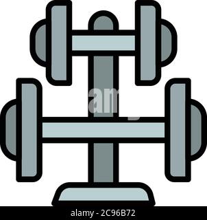 Steel stand dumbell icon. Outline steel stand dumbell vector icon for web design isolated on white background Stock Vector