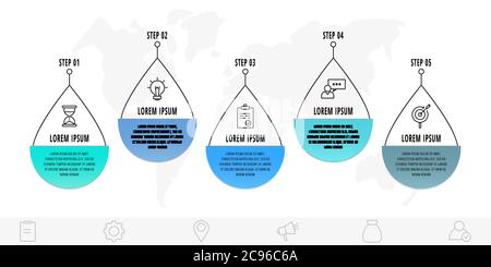 Vector infographics drop with 2 steps. Line flat template. Used for diagram, business, web, banner, workflow layout, info graph, timeline, content Stock Vector