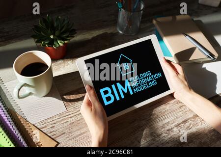 BIM - Building information modeling concept on screen Stock Photo