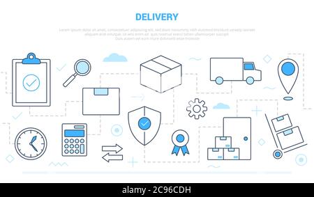delivery shipping business concept with icon line style connected Stock Vector