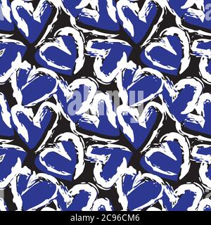 Heart shaped brush stroke seamless pattern background for fashion textiles, graphics Stock Vector