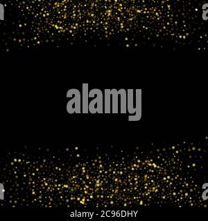 Gold glitter texture on a black background,confetti golden abstract texture. Design element. Stock Vector
