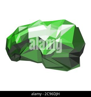 Low poly illustration of a human brain, green on white background Stock Vector
