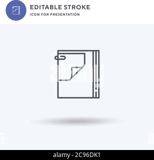 Notebook icon vector, filled flat sign, solid pictogram isolated on white, logo illustration. Notebook icon for presentation. Stock Vector