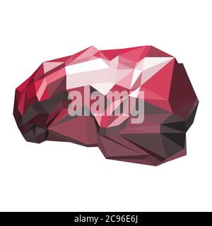 Low poly style red human brain Stock Vector