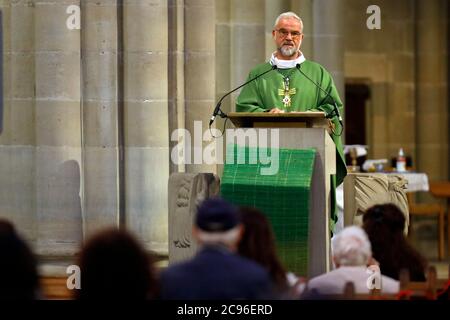 Basilica of Our Lady of Geneva.  Sunday mass.  Geneva. Switzerland. Stock Photo