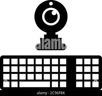 computer screen and webcam symbol black and white Stock Vector Image ...