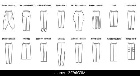 Pajama pants technical fashion illustration with elastic normal waist ...