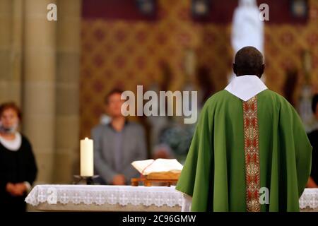 Basilica of Our Lady of Geneva.  Sunday mass.  Geneva. Switzerland. Stock Photo