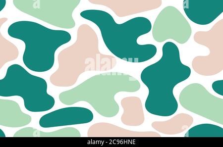 Organic hand drawn shapes. Seamless abstract biology flat pattern with smooth curved blob shapes. Vector seamless background Stock Vector