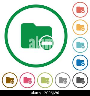 Remove directory flat color icons in round outlines on white background Stock Vector