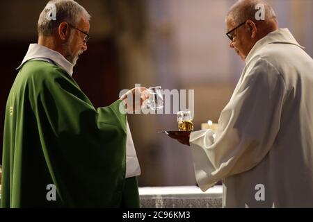 Basilica of Our Lady of Geneva.  Sunday mass.  Eucharist celebration.  Geneva. Switzerland. Stock Photo